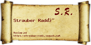 Strauber Radó névjegykártya
